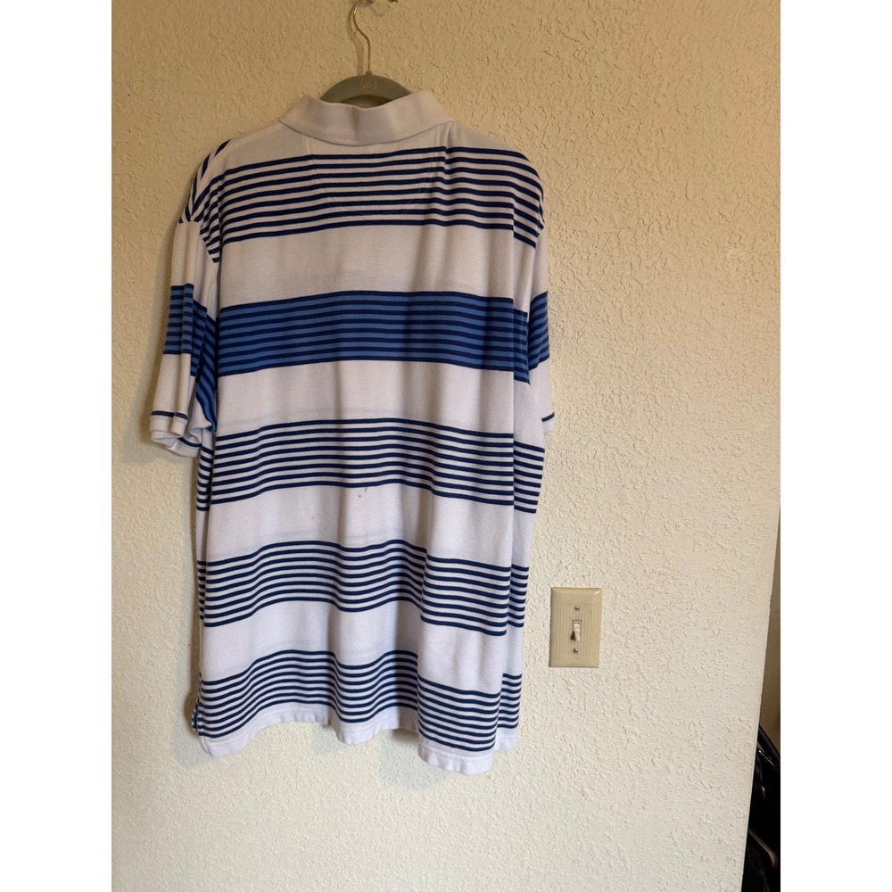 IZOD Advantage Polo Mens XL White Blue Striped Short Sleeve Cotton Golf Preppy - Picture 11 of 11